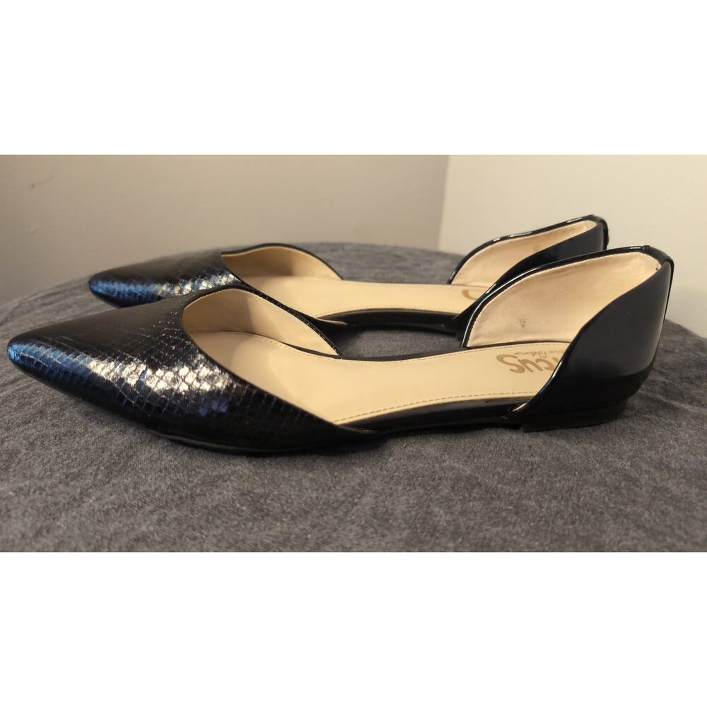 Circus by Sam Edelman Romona D'Orsay reptile scale black pointed flats 7 - Picture 4 of 7